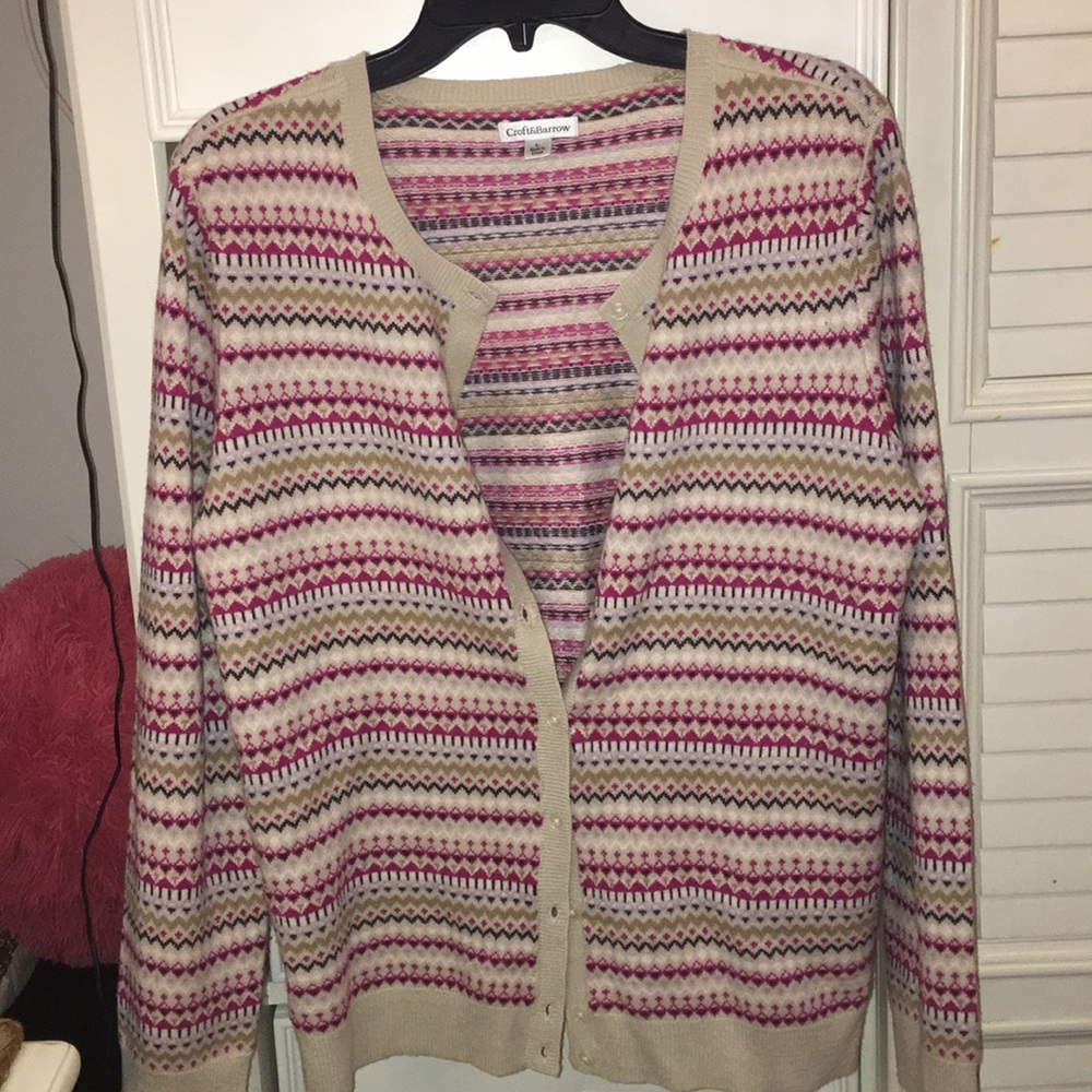 Croft & Barrow - Cream Colorful Sweater!!
